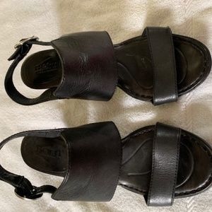 Born Black Leather High Heel Sandals 8